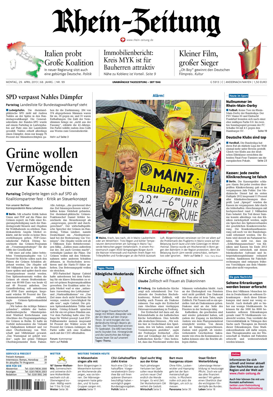 Rhein-Zeitung Andernach & Mayen vom Montag, 29.04.2013