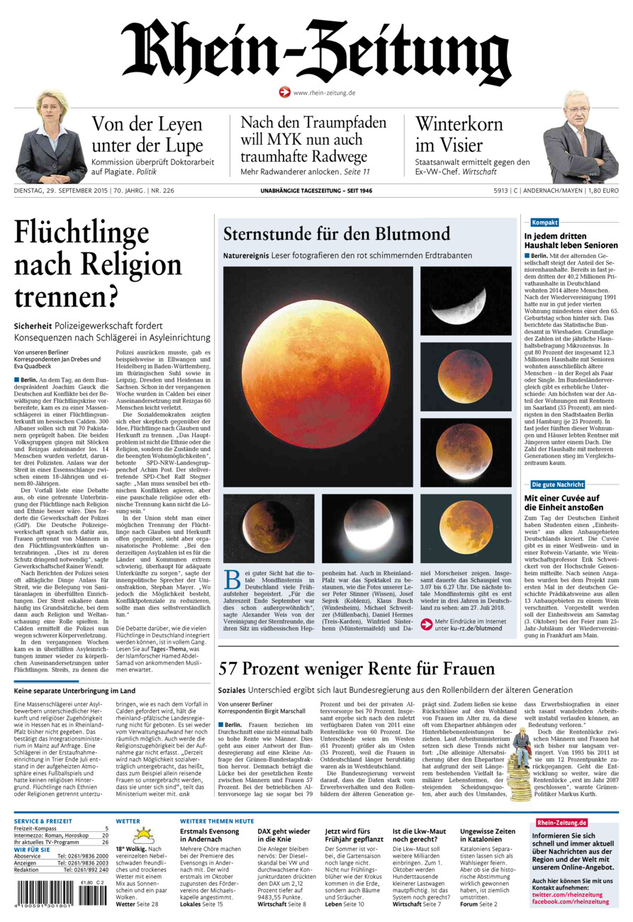 Rhein-Zeitung Andernach & Mayen vom Dienstag, 29.09.2015