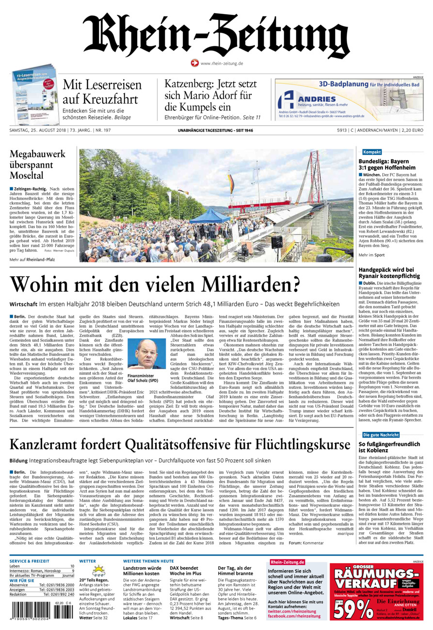 Rhein-Zeitung Andernach & Mayen vom Samstag, 25.08.2018