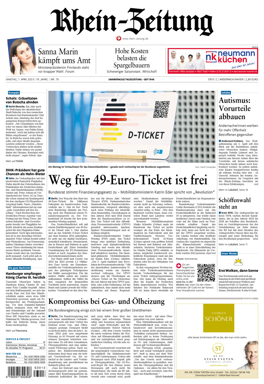 Rhein-Zeitung Andernach & Mayen vom Samstag, 01.04.2023