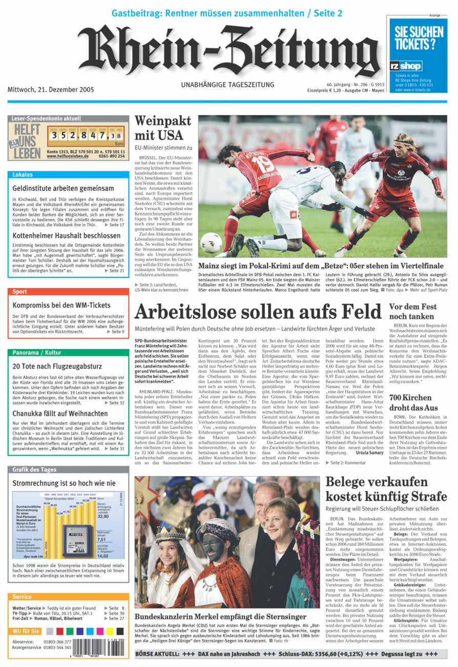 Rhein-Zeitung Andernach & Mayen vom Mittwoch, 21.12.2005