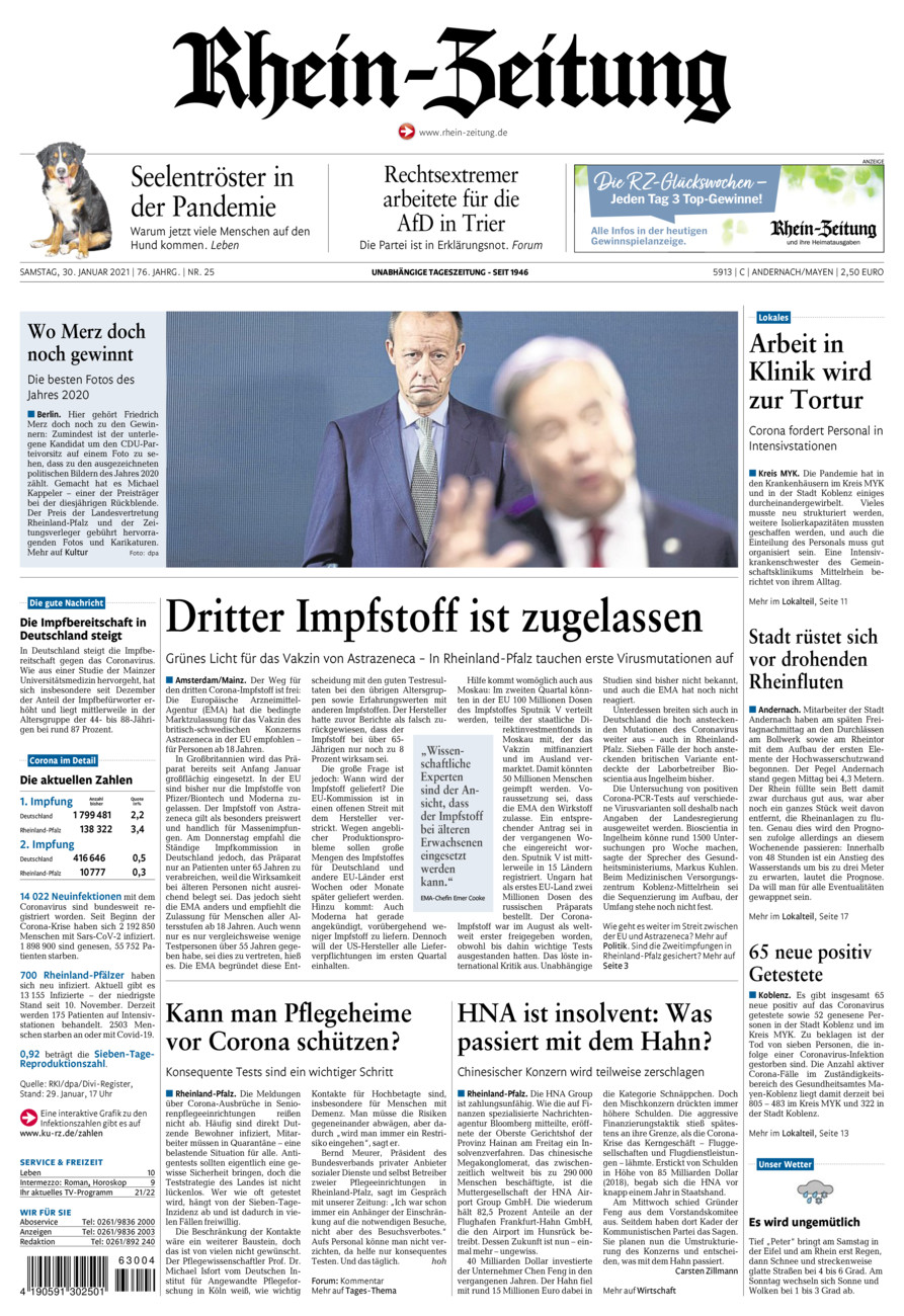 Rhein-Zeitung Andernach & Mayen vom Samstag, 30.01.2021