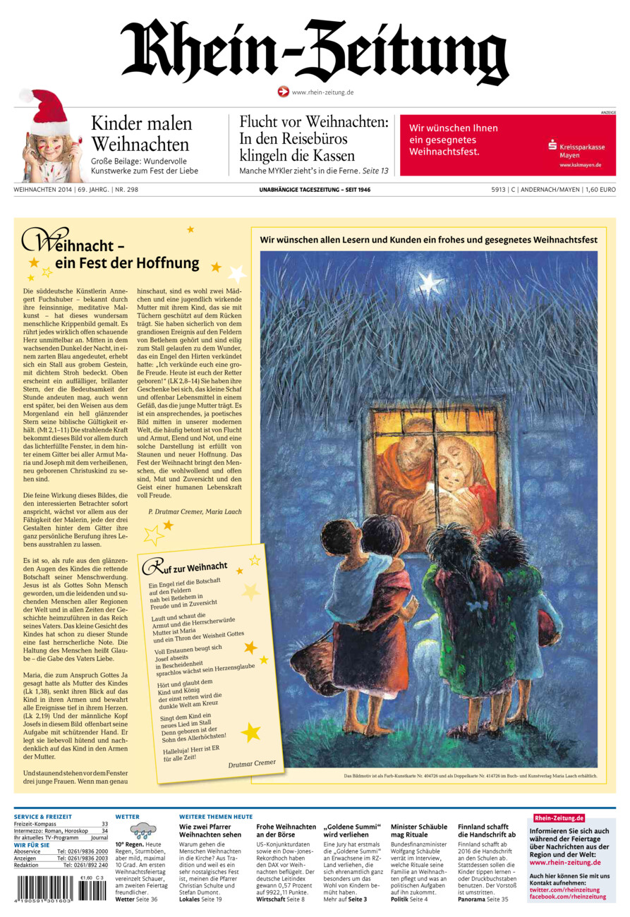 Rhein-Zeitung Andernach & Mayen vom Mittwoch, 24.12.2014