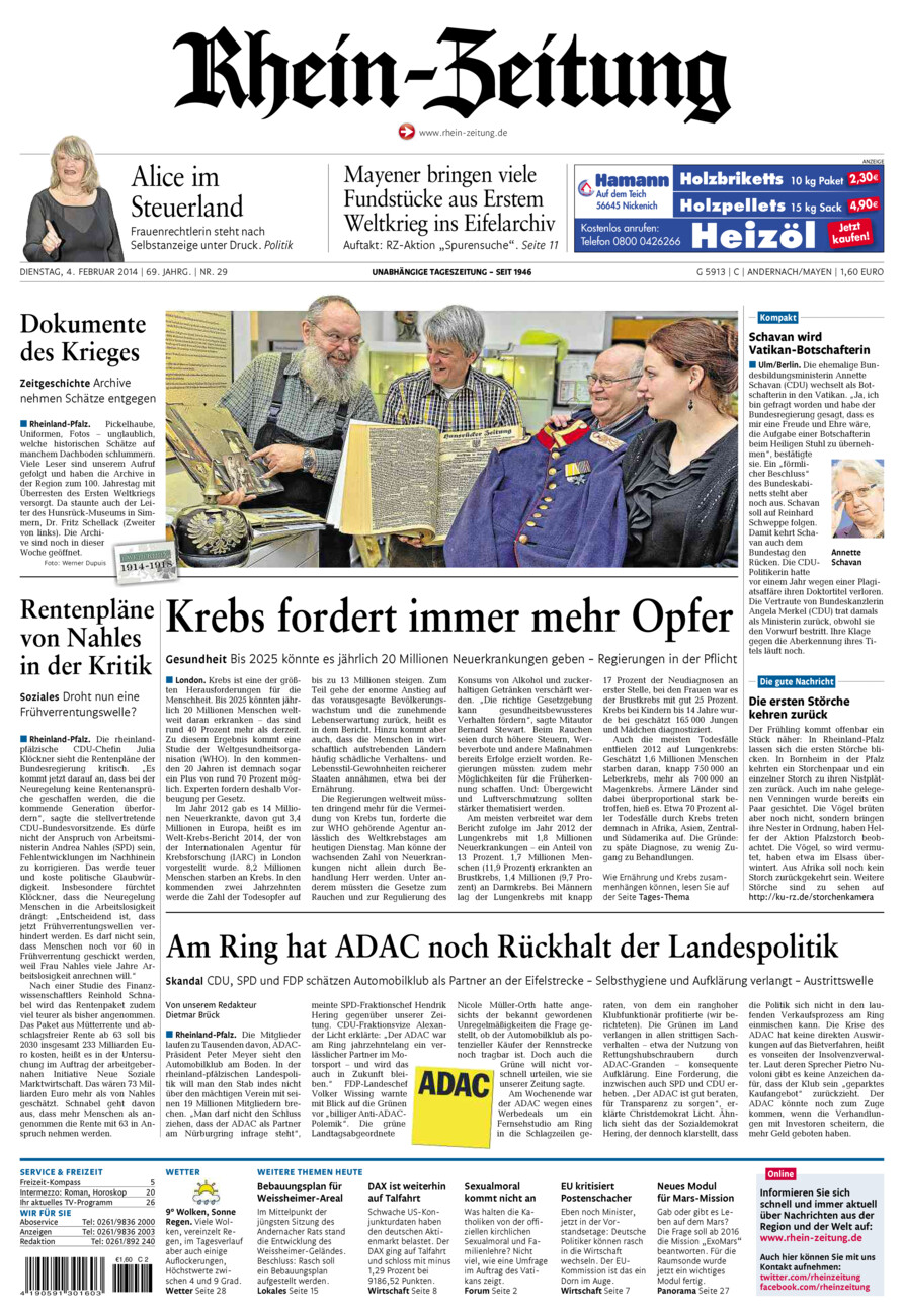 Rhein-Zeitung Andernach & Mayen vom Dienstag, 04.02.2014