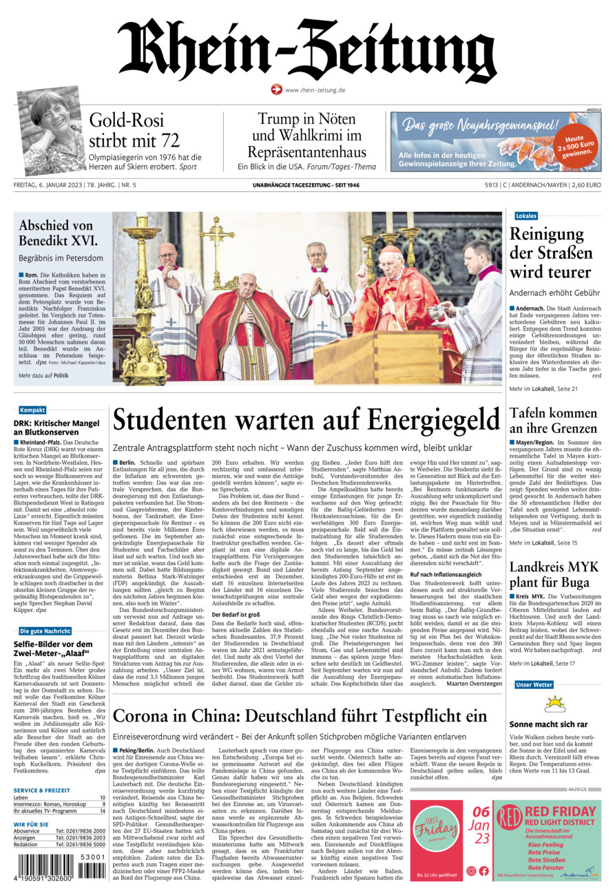 Rhein-Zeitung Andernach & Mayen vom Freitag, 06.01.2023