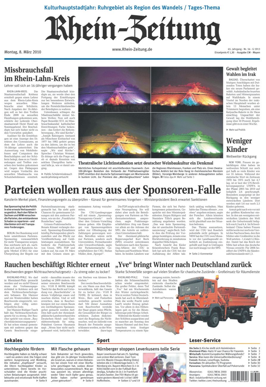 Rhein-Zeitung Andernach & Mayen vom Montag, 08.03.2010