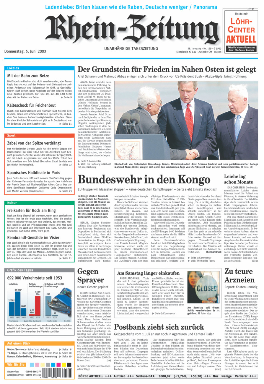 Rhein-Zeitung Andernach & Mayen vom Donnerstag, 05.06.2003