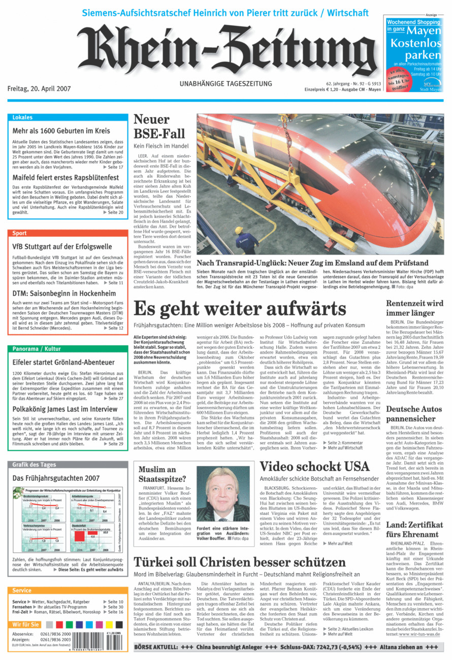 Rhein-Zeitung Andernach & Mayen vom Freitag, 20.04.2007