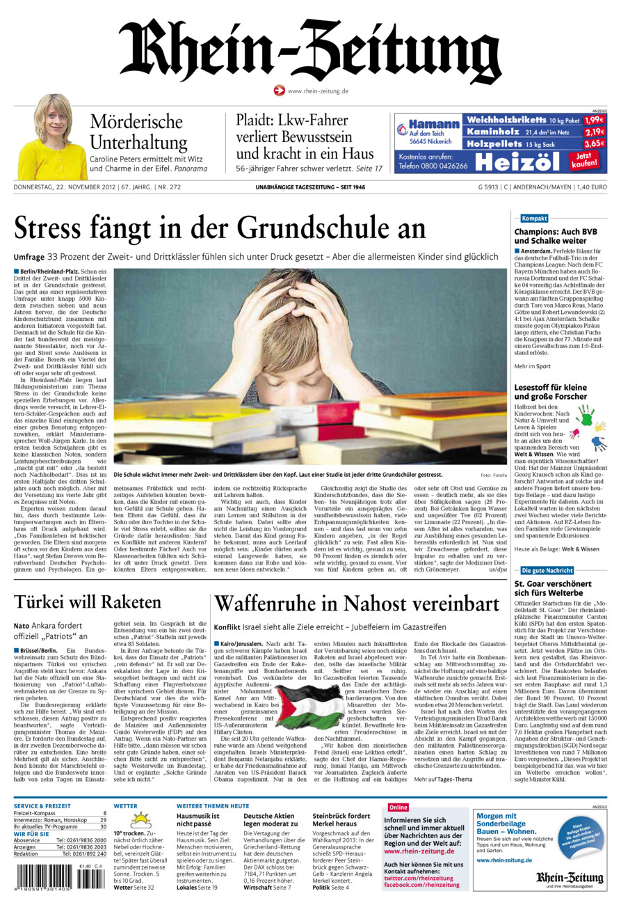 Rhein-Zeitung Andernach & Mayen vom Donnerstag, 22.11.2012