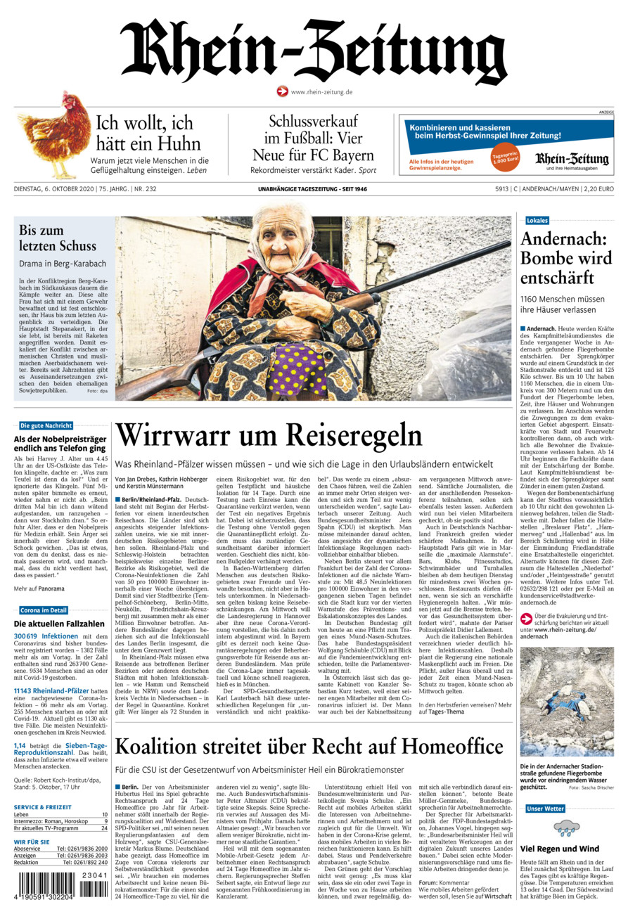 Rhein-Zeitung Andernach & Mayen vom Dienstag, 06.10.2020
