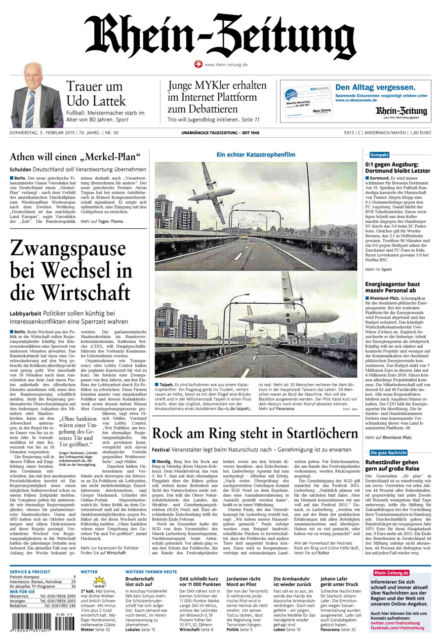Rhein-Zeitung Andernach & Mayen vom Donnerstag, 05.02.2015