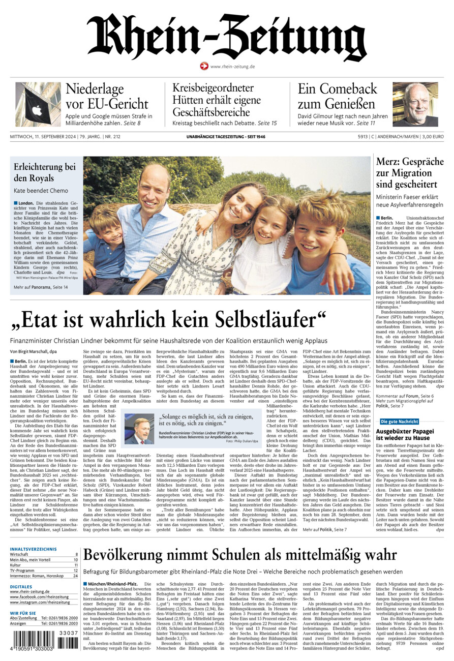 Rhein-Zeitung Andernach & Mayen vom Mittwoch, 11.09.2024