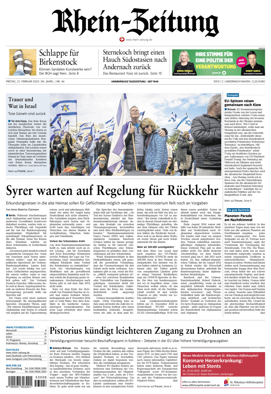 Rhein-Zeitung Andernach & Mayen vom Freitag, 21.02.2025