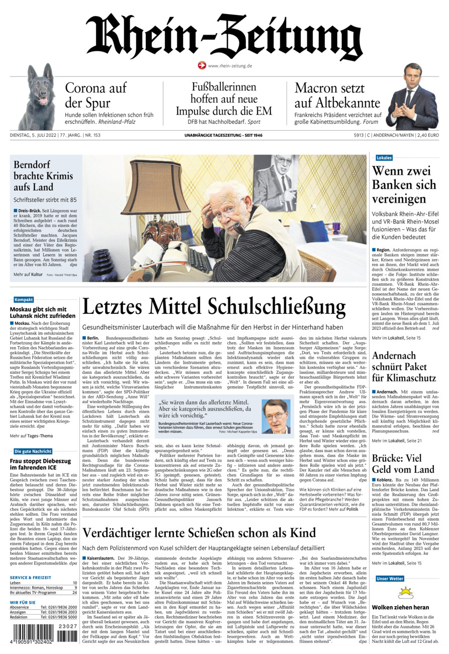 Rhein-Zeitung Andernach & Mayen vom Dienstag, 05.07.2022
