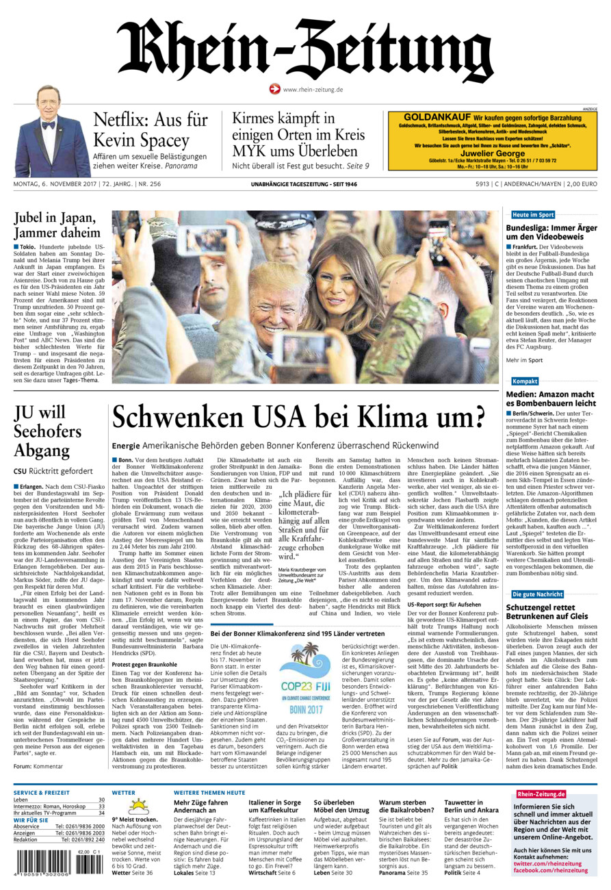 Rhein-Zeitung Andernach & Mayen vom Montag, 06.11.2017