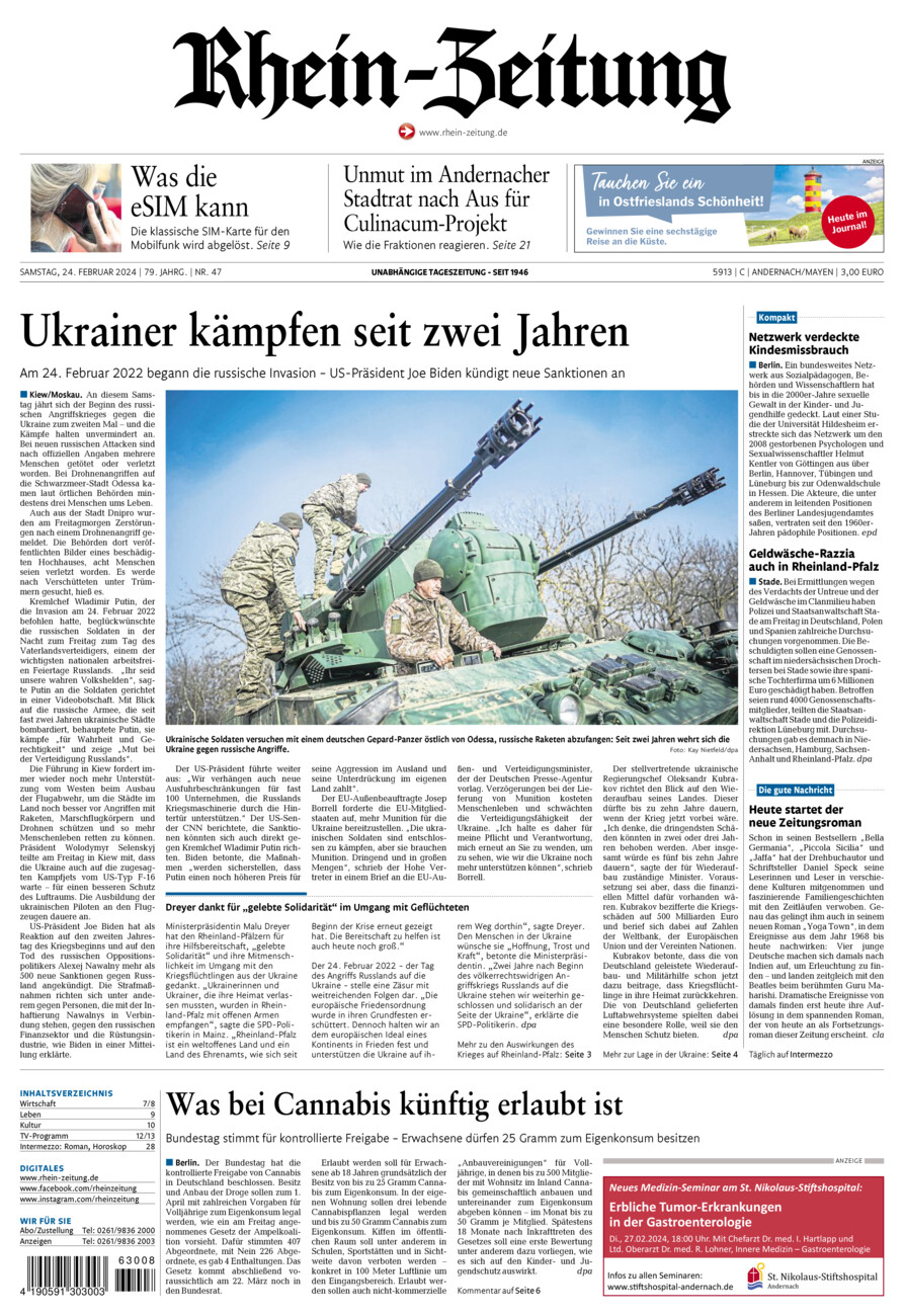 Rhein-Zeitung Andernach & Mayen vom Samstag, 24.02.2024
