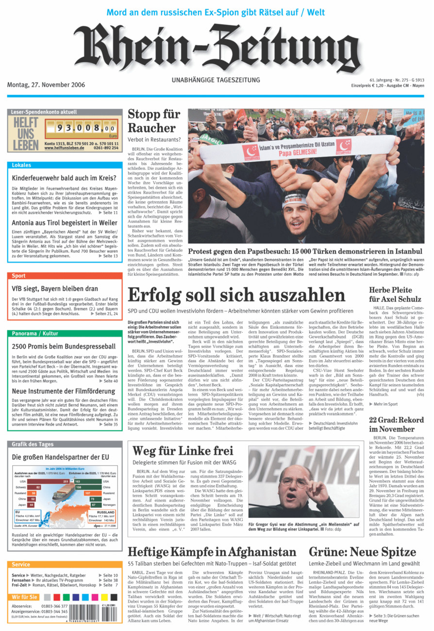 Rhein-Zeitung Andernach & Mayen vom Montag, 27.11.2006
