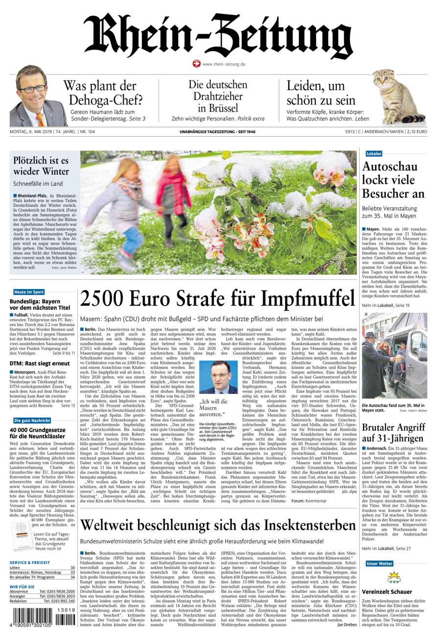 Rhein-Zeitung Andernach & Mayen vom Montag, 06.05.2019