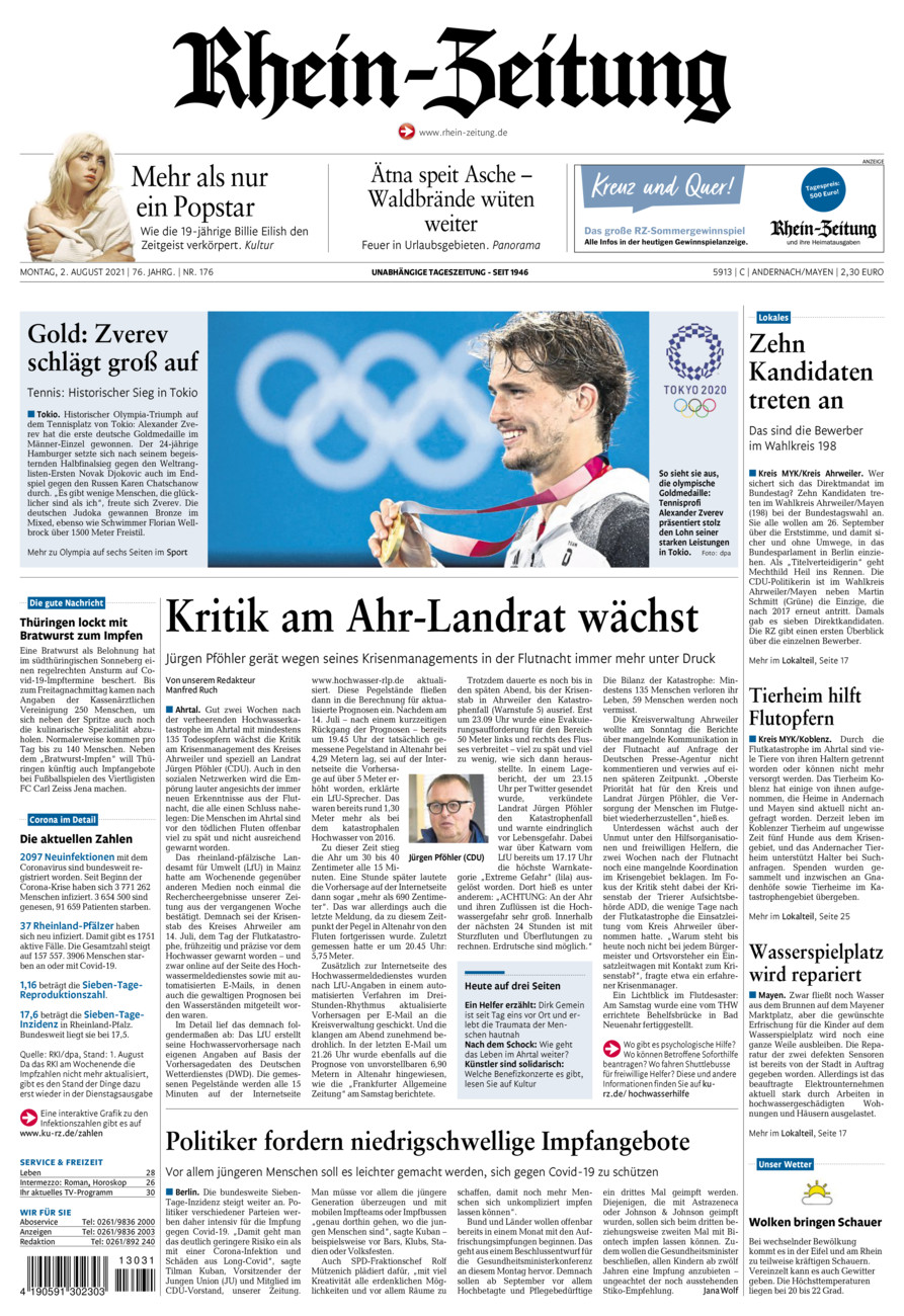 Rhein-Zeitung Andernach & Mayen vom Montag, 02.08.2021