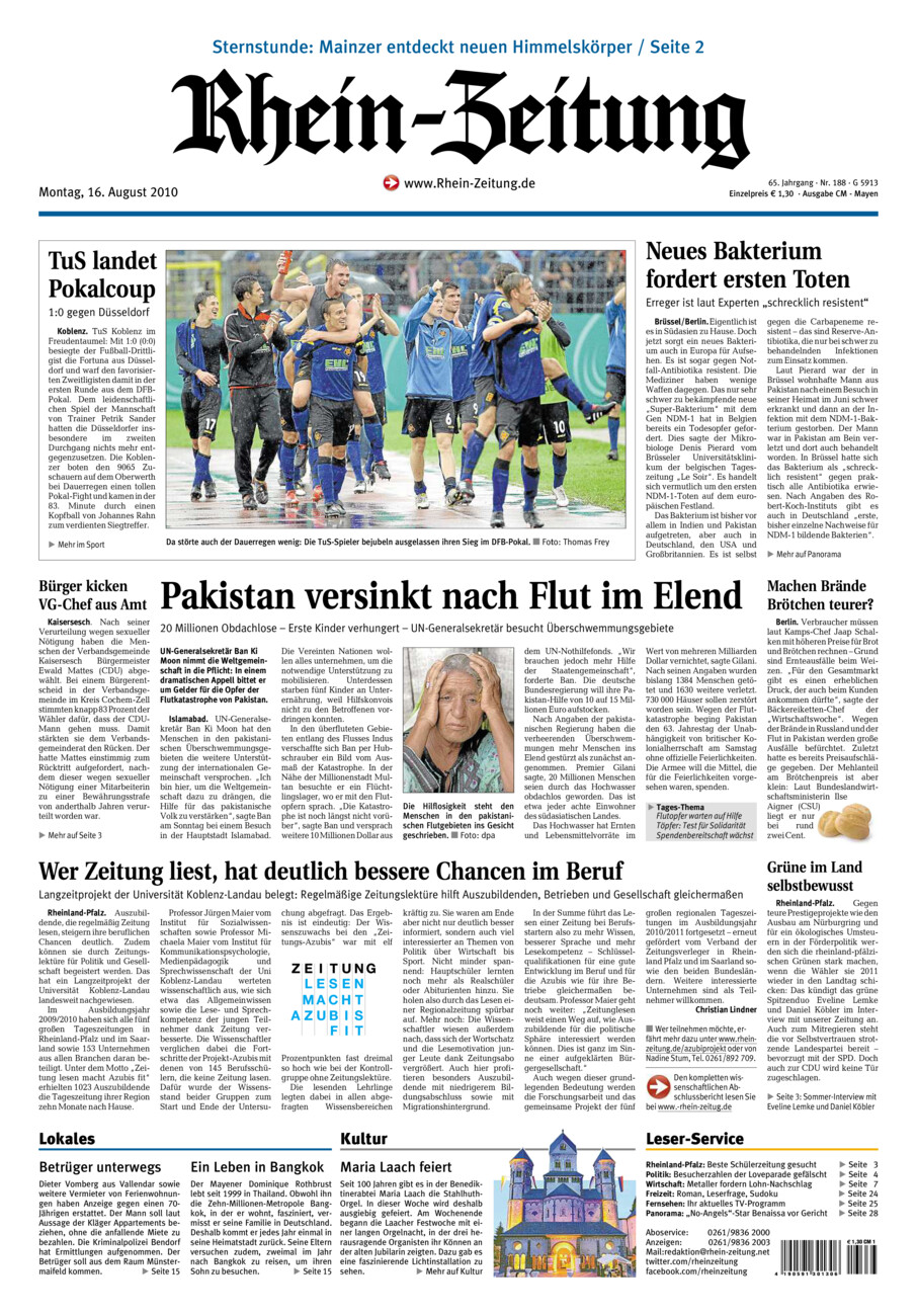 Rhein-Zeitung Andernach & Mayen vom Montag, 16.08.2010