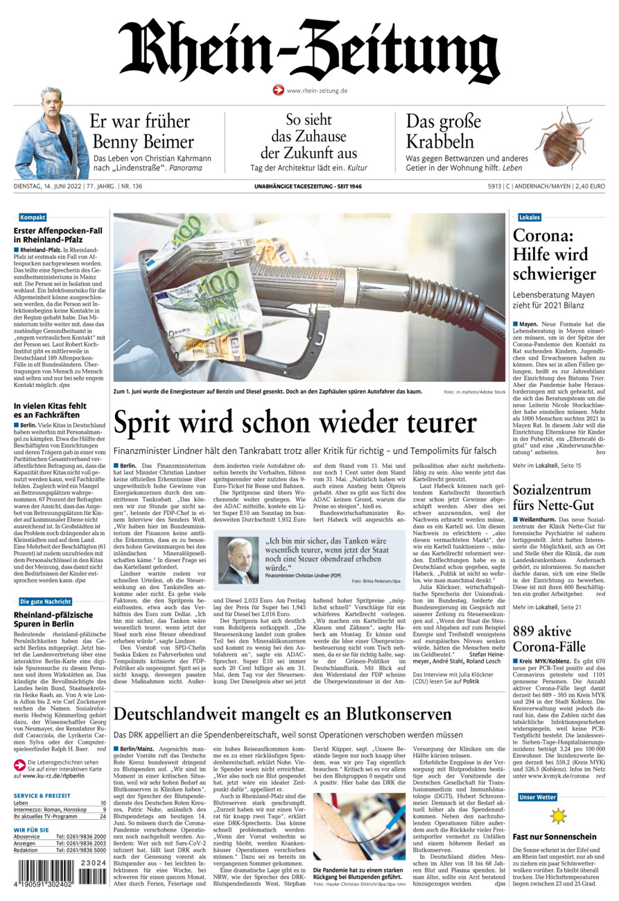 Rhein-Zeitung Andernach & Mayen vom Dienstag, 14.06.2022