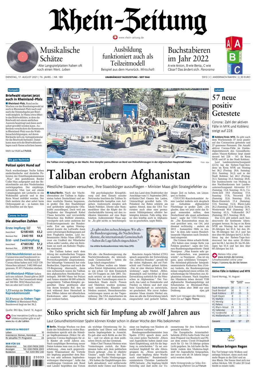 Rhein-Zeitung Andernach & Mayen vom Dienstag, 17.08.2021
