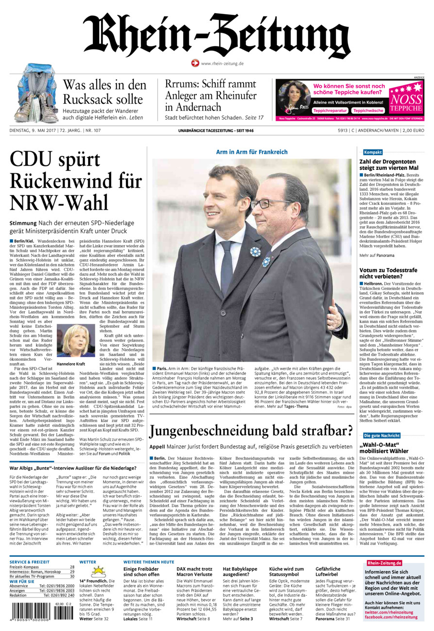 Rhein-Zeitung Andernach & Mayen vom Dienstag, 09.05.2017