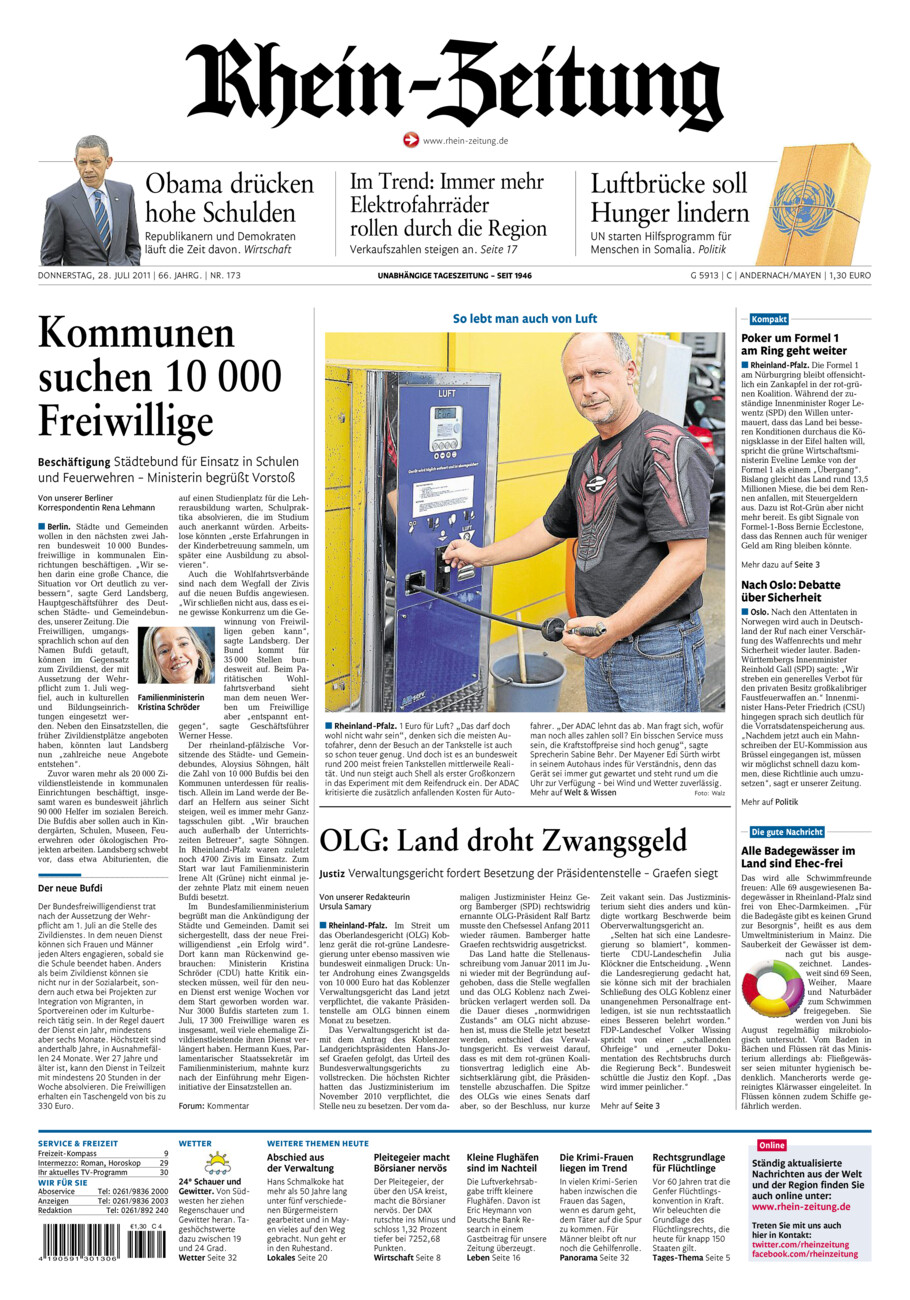 Rhein-Zeitung Andernach & Mayen vom Donnerstag, 28.07.2011
