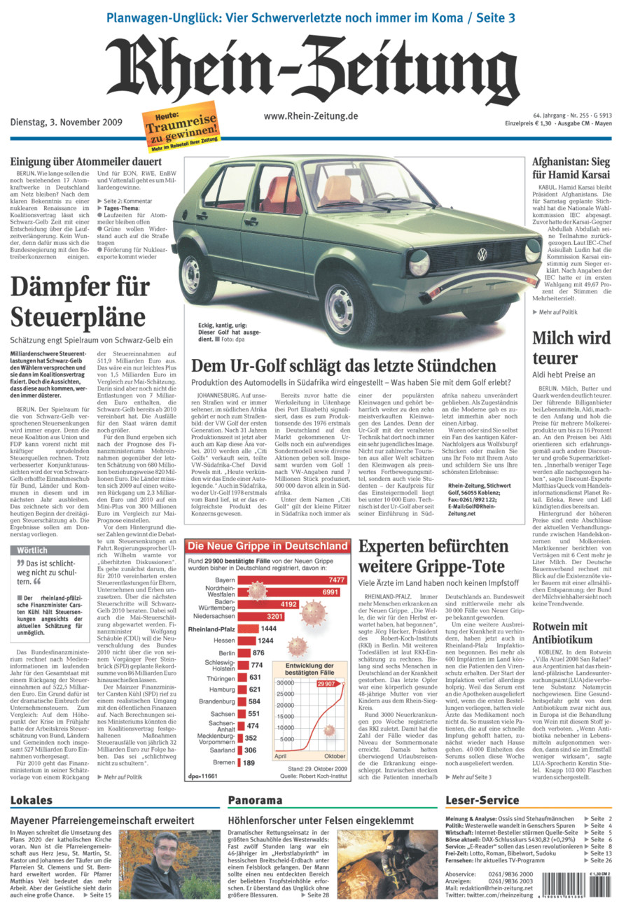Rhein-Zeitung Andernach & Mayen vom Dienstag, 03.11.2009