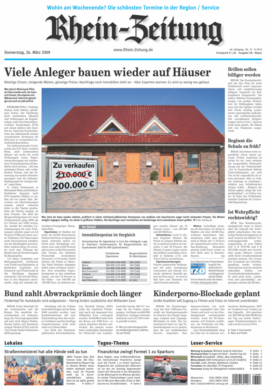 Rhein-Zeitung Andernach & Mayen vom Donnerstag, 26.03.2009