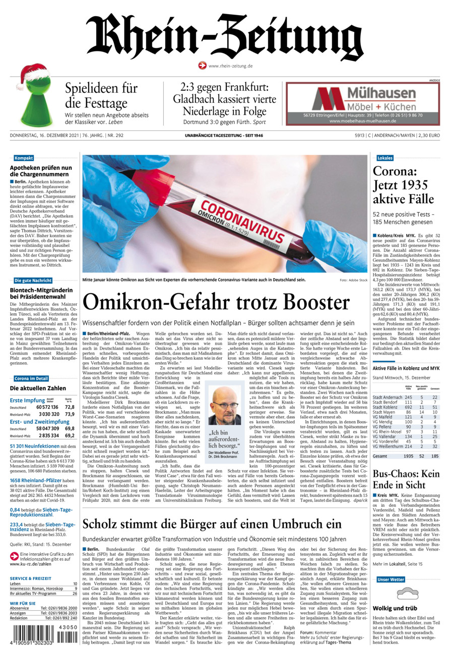 Rhein-Zeitung Andernach & Mayen vom Donnerstag, 16.12.2021