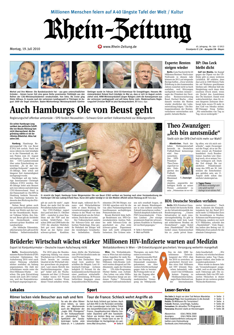 Rhein-Zeitung Andernach & Mayen vom Montag, 19.07.2010