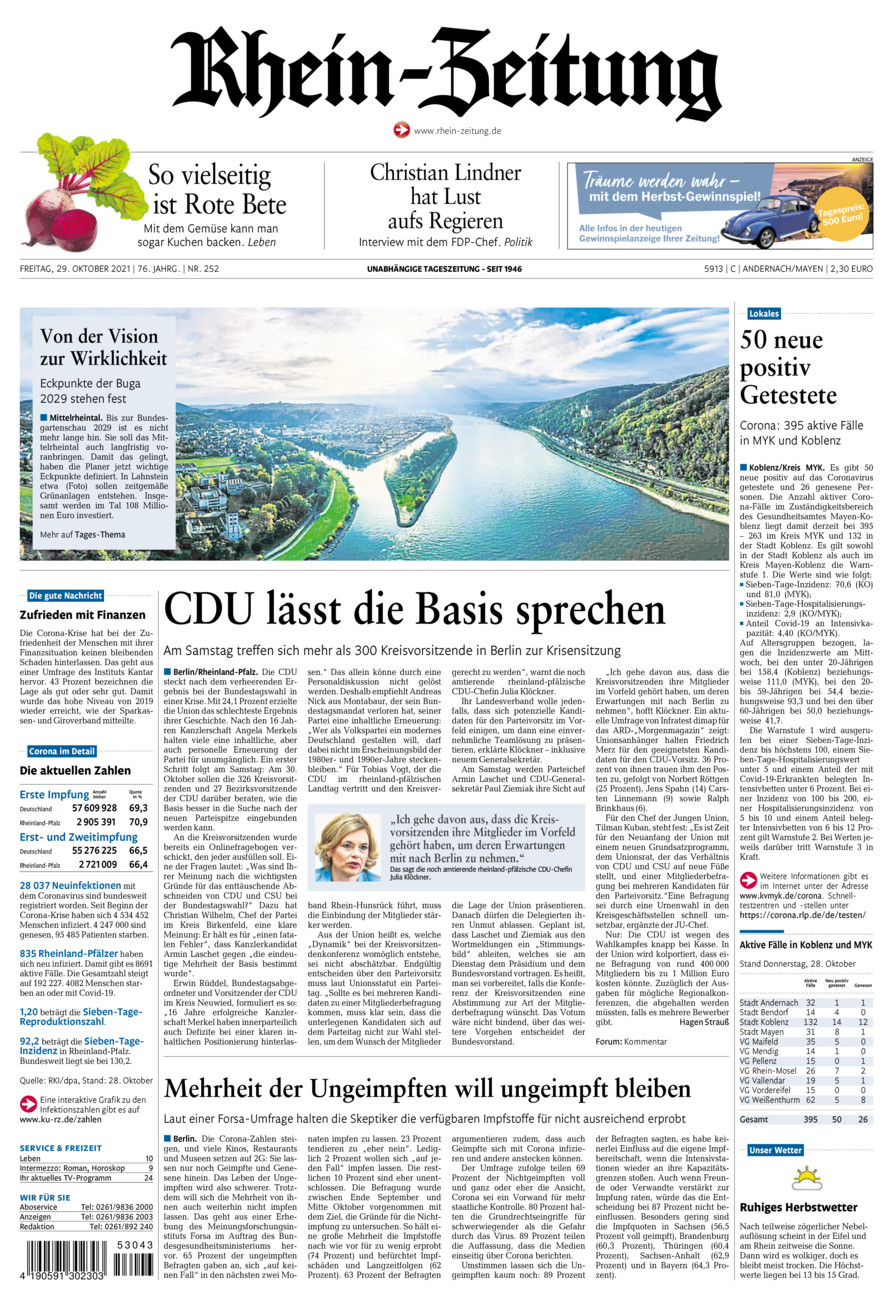 Rhein-Zeitung Andernach & Mayen vom Freitag, 29.10.2021