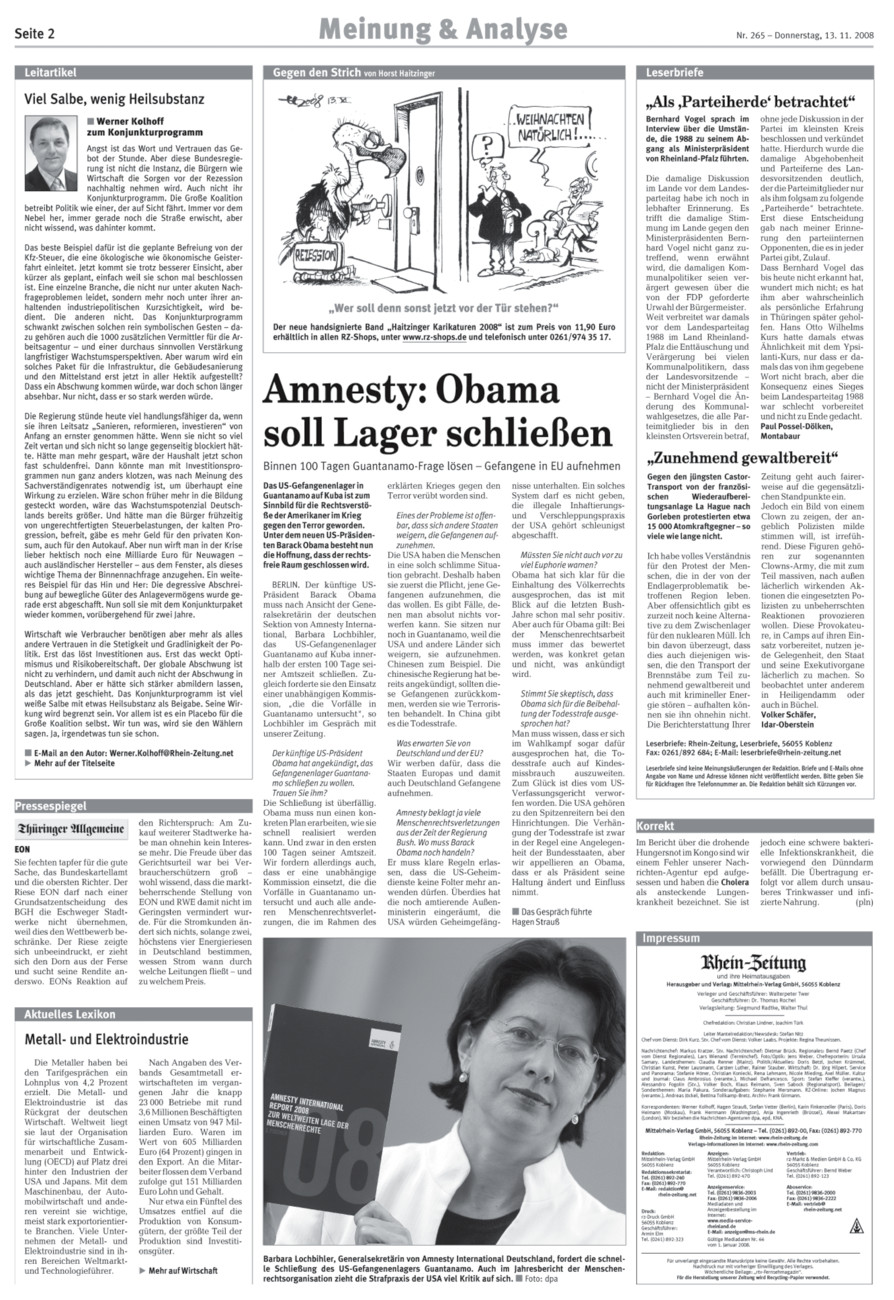 Rhein-Zeitung Andernach & Mayen vom Donnerstag, 13.11.2008
