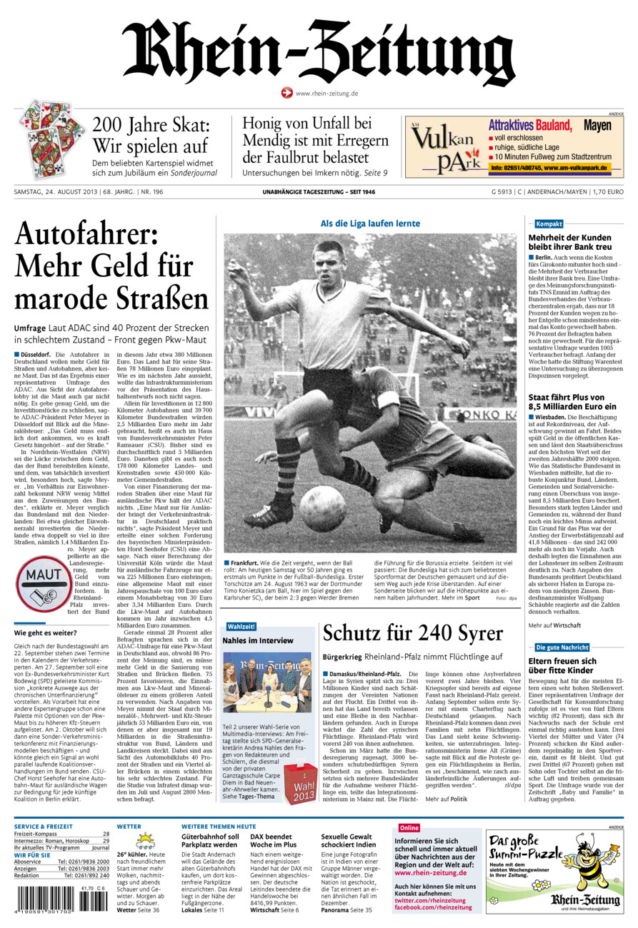 Rhein-Zeitung Andernach & Mayen vom Samstag, 24.08.2013