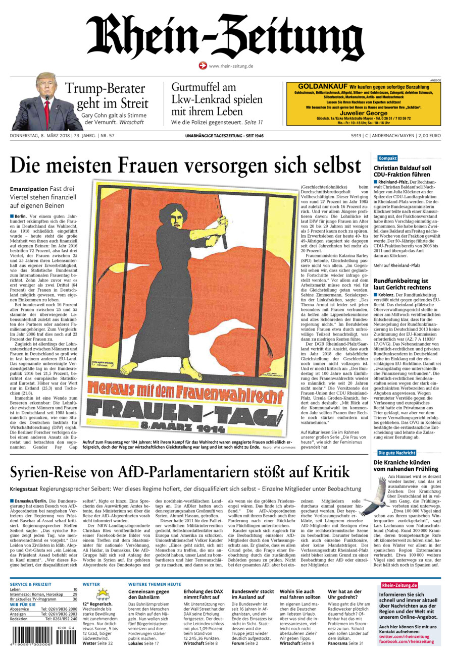 Rhein-Zeitung Andernach & Mayen vom Donnerstag, 08.03.2018