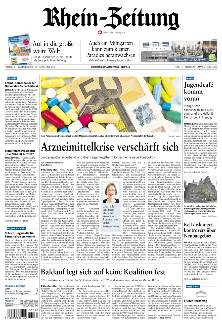 Rhein-Zeitung Andernach & Mayen vom Freitag, 08.11.2019