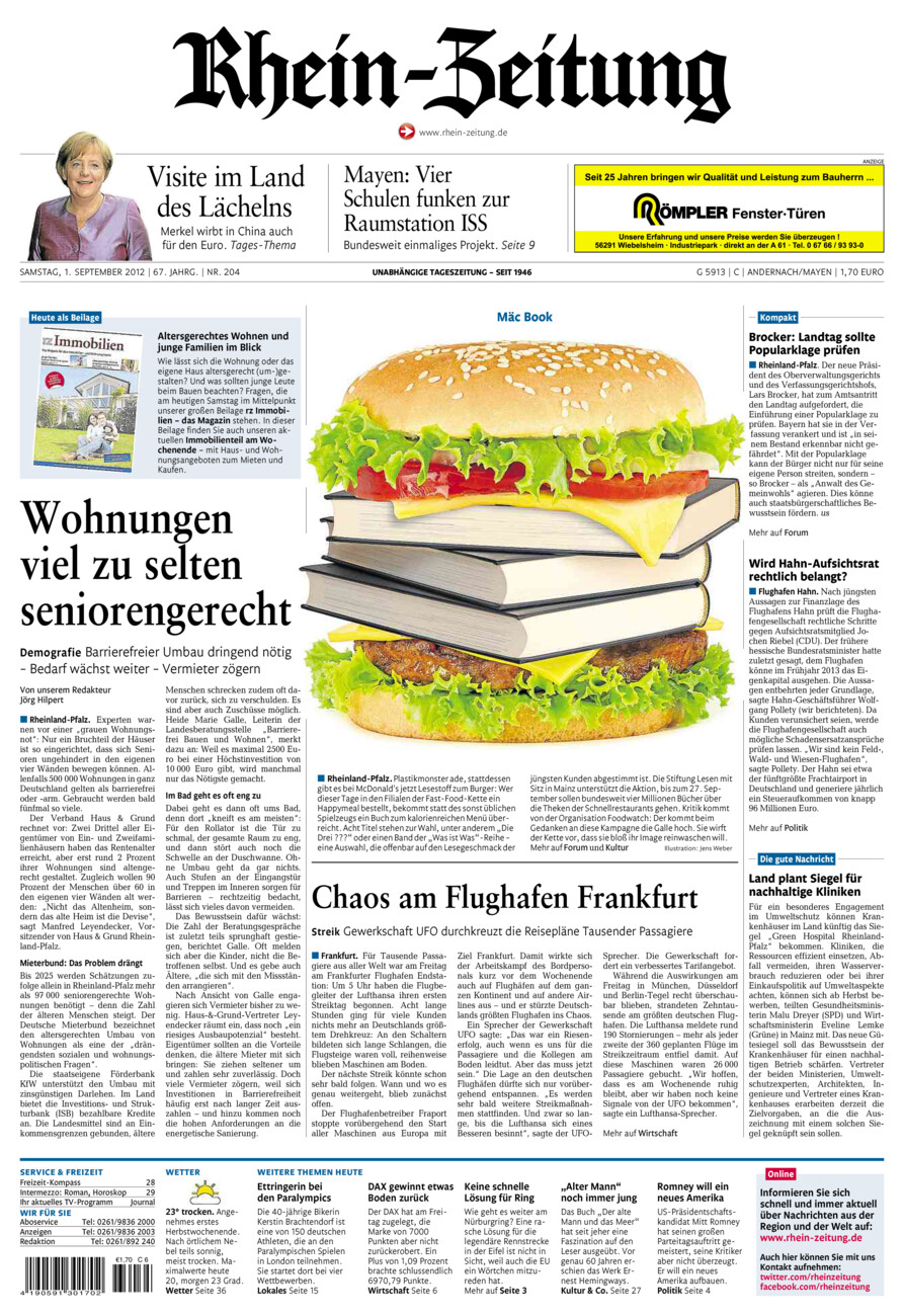 Rhein-Zeitung Andernach & Mayen vom Samstag, 01.09.2012