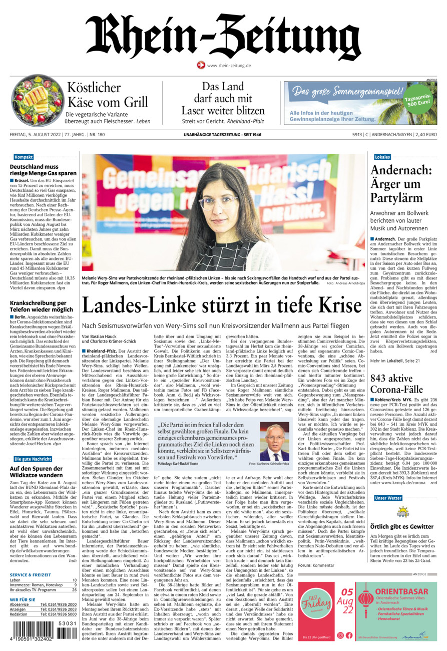 Rhein-Zeitung Andernach & Mayen vom Freitag, 05.08.2022