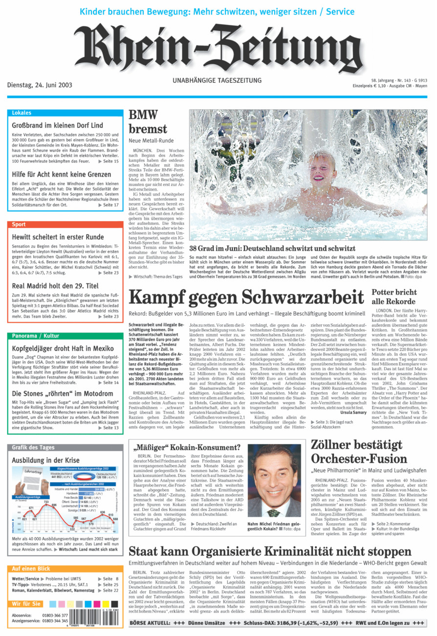 Rhein-Zeitung Andernach & Mayen vom Dienstag, 24.06.2003