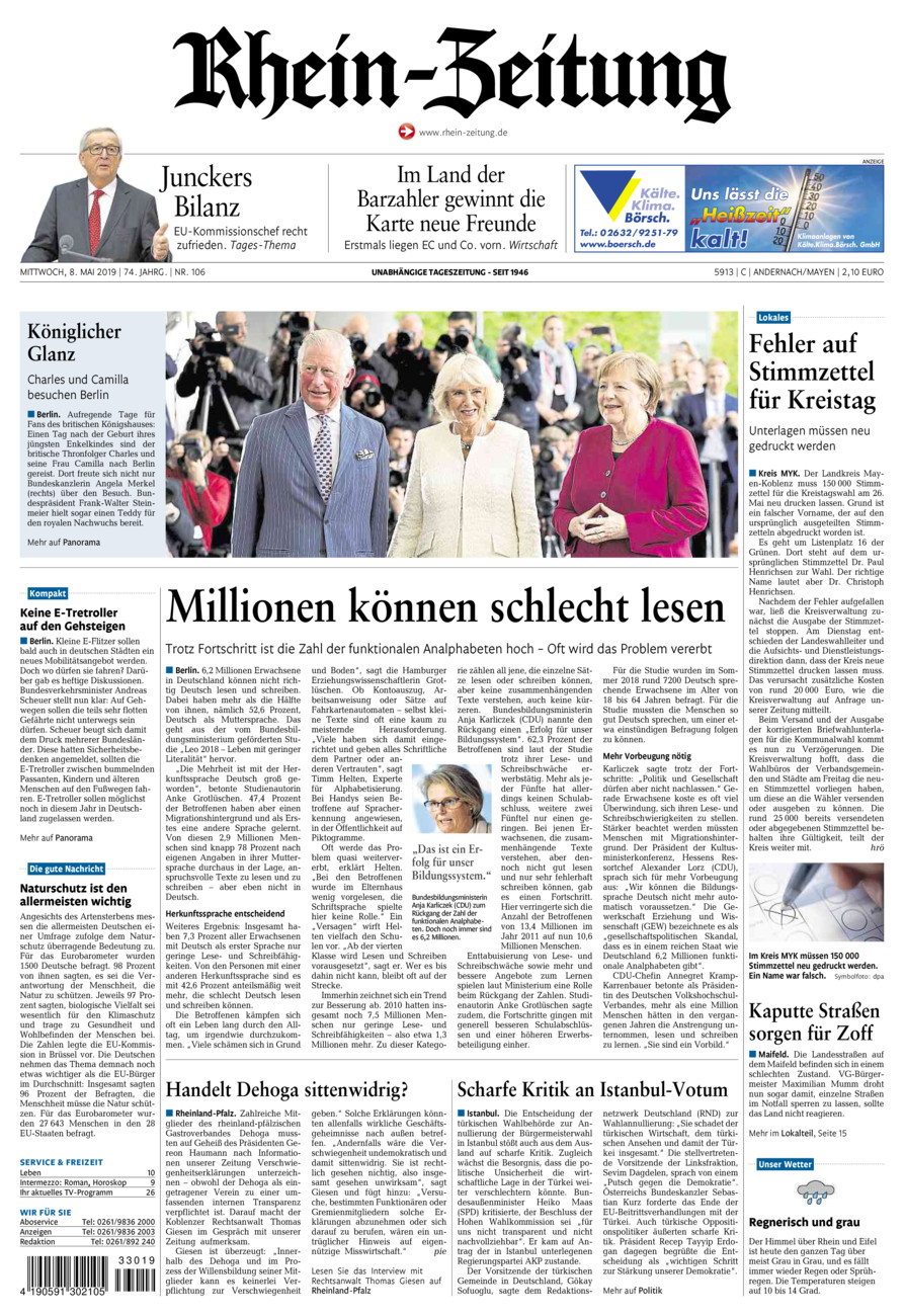 Rhein-Zeitung Andernach & Mayen vom Mittwoch, 08.05.2019