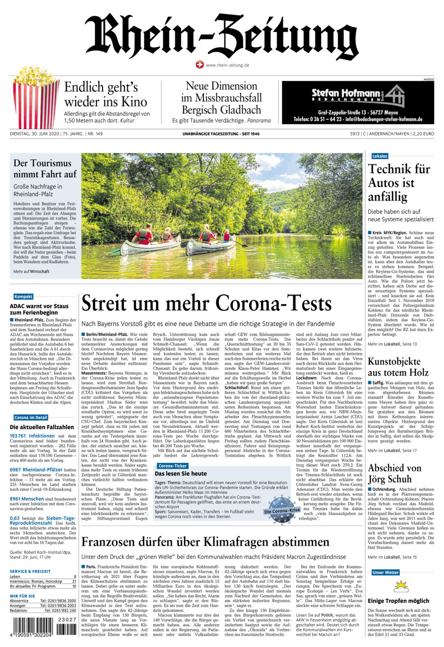 Rhein-Zeitung Andernach & Mayen vom Dienstag, 30.06.2020