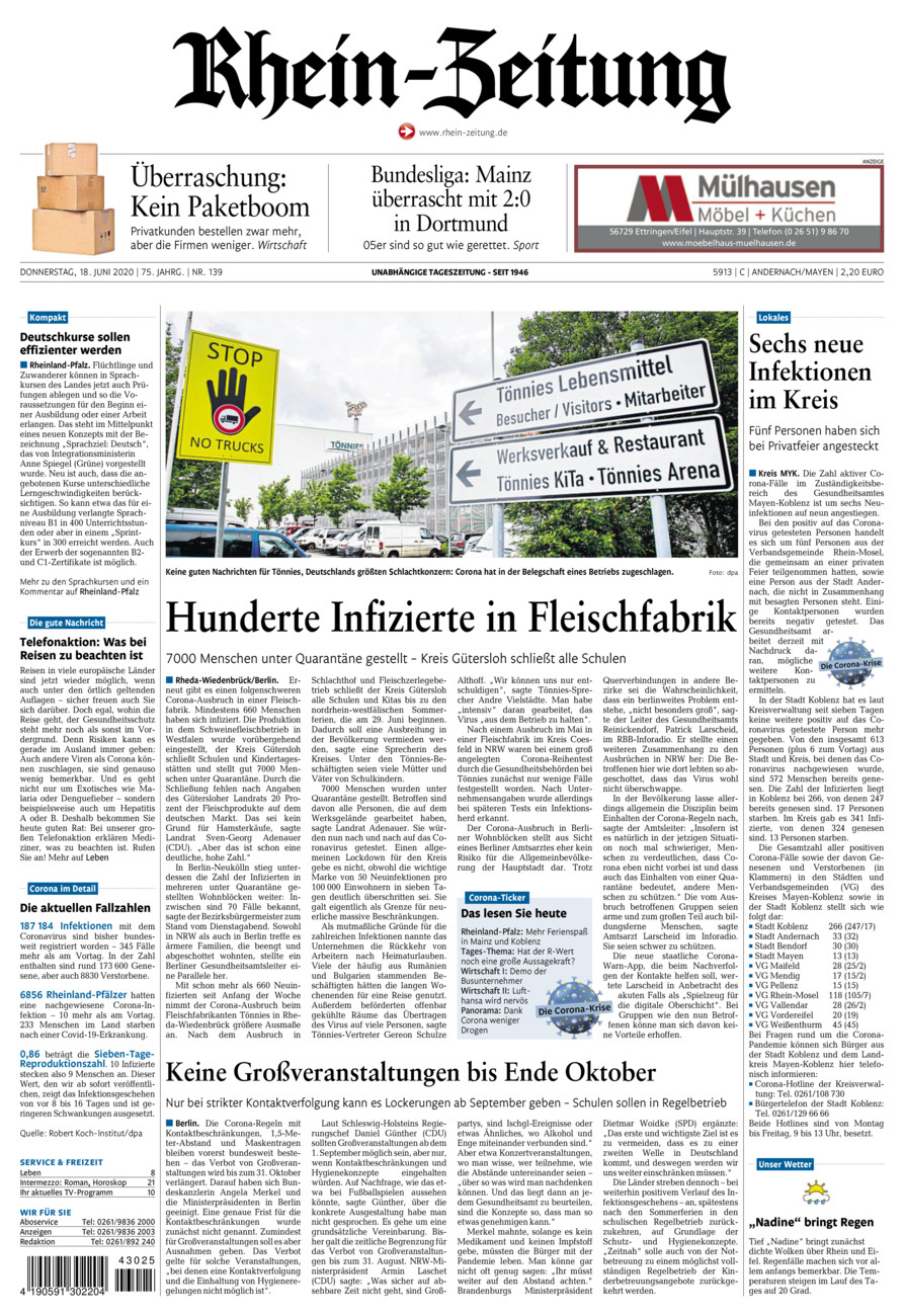 Rhein-Zeitung Andernach & Mayen vom Donnerstag, 18.06.2020