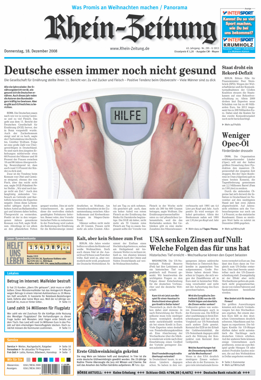 Rhein-Zeitung Andernach & Mayen vom Donnerstag, 18.12.2008