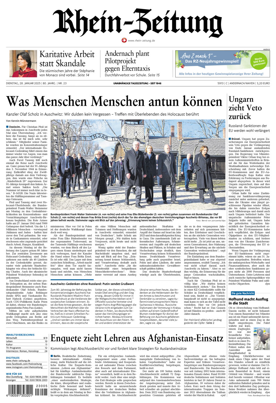 Rhein-Zeitung Andernach & Mayen vom Dienstag, 28.01.2025