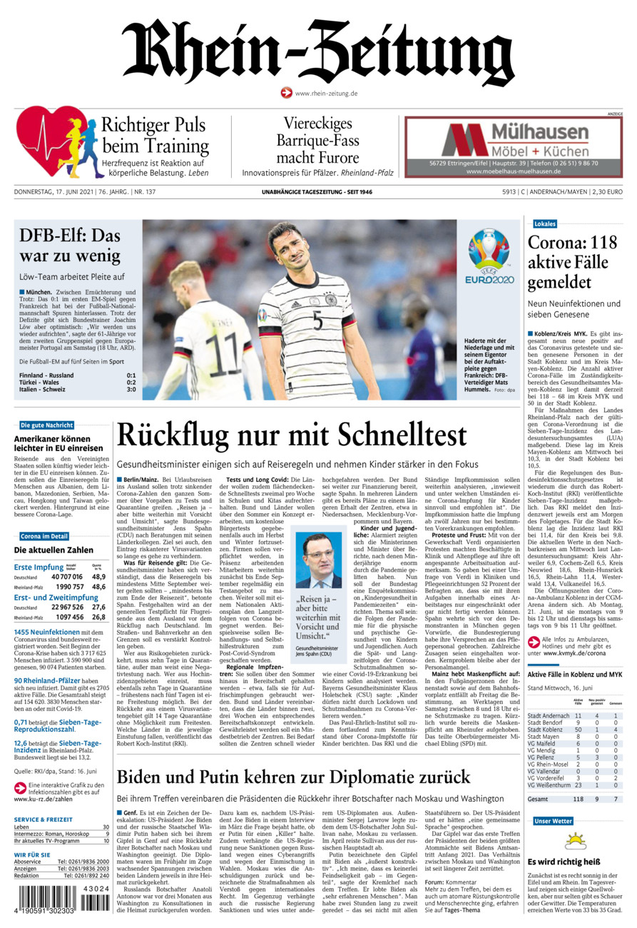 Rhein-Zeitung Andernach & Mayen vom Donnerstag, 17.06.2021