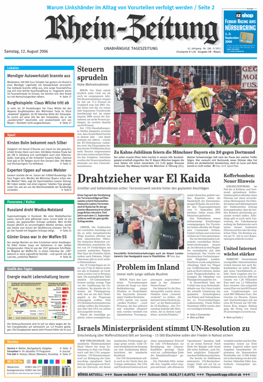 Rhein-Zeitung Andernach & Mayen vom Samstag, 12.08.2006