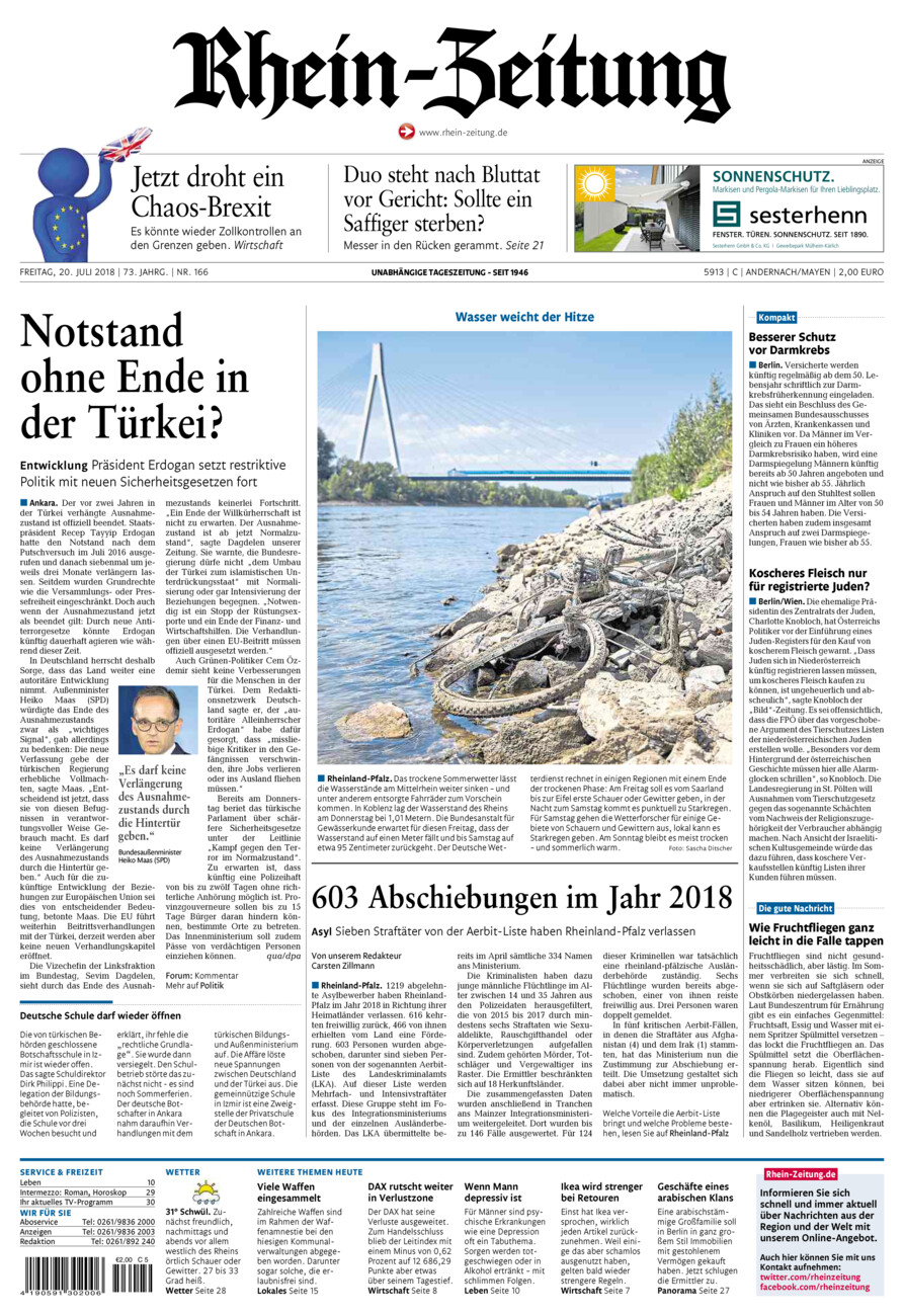 Rhein-Zeitung Andernach & Mayen vom Freitag, 20.07.2018
