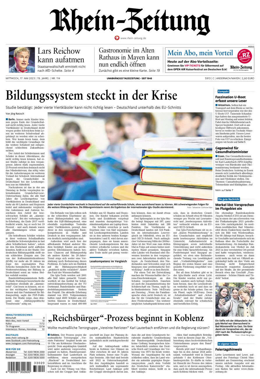 Rhein-Zeitung Andernach & Mayen vom Mittwoch, 17.05.2023