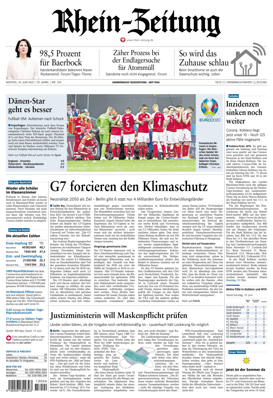 Rhein-Zeitung Andernach & Mayen vom Montag, 14.06.2021